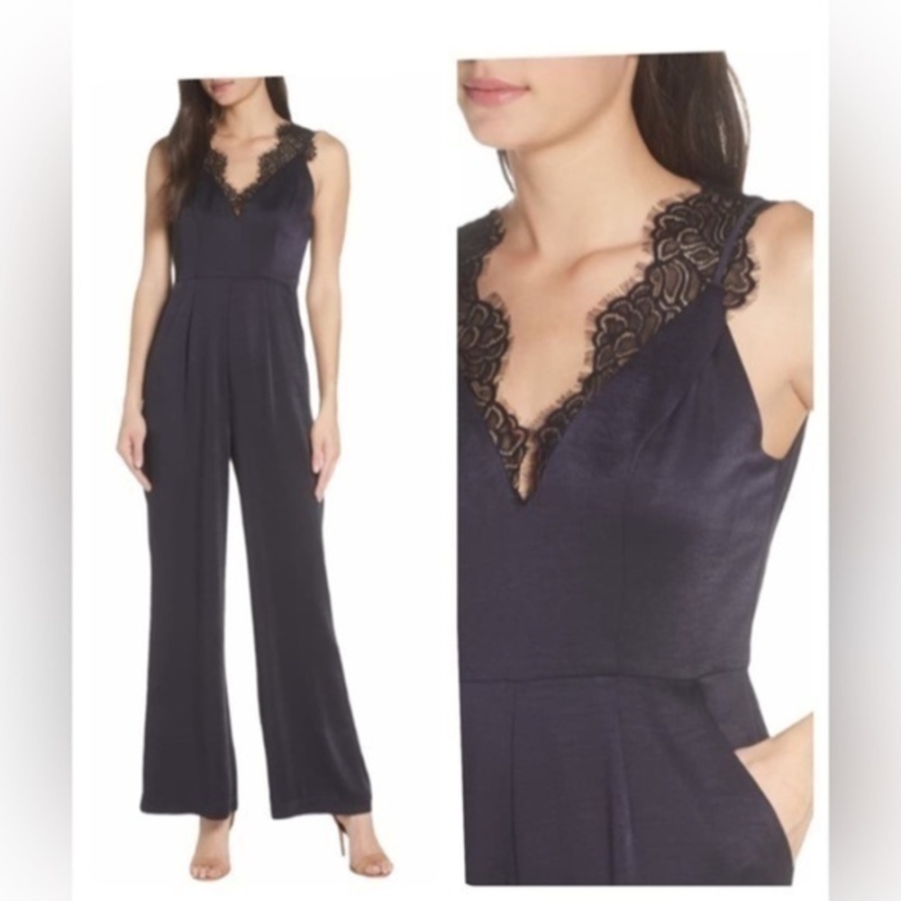 Foxiedox Black Lace Wide Leg Jumpsuit Large